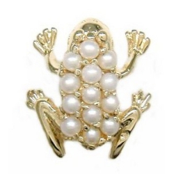 N587 14K PEARL FROG SLIDE 